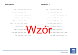Wzory algebraiczne, rozkład (liczby dziesiętne) | matematyka, algebra | 26 kolumn