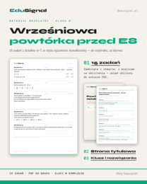 Wrześniowa powtórka przed E8 — 15 zadań z działów 4–7, klasa 8 (bezpłatnie, z kluczem)