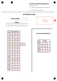 Karta odpowiedzi egzamin ósmoklasisty matematyka maj 2021
