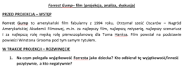 Karta pracy - Forrest Gump