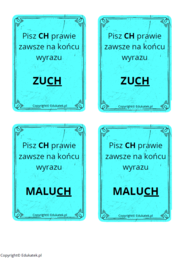 Memory ortograficzne – zasady pisowni ch-h (wersja kolorowa)