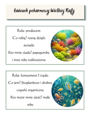 Karta badacza "Zwierzę Australii".  Łańcuch pokarmowy Wielkiej Rafy Koralowej.  Przystosowania do życia w suszy. [GEOGRAFIA]