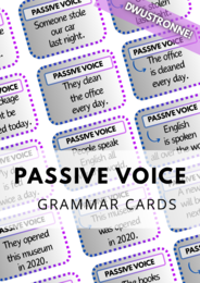 Passive Voice - Strona Bierna - 80 Grammar Cards - do zalaminowania - powtórka - fiszki -  egzamin ósmoklasisty - matura - A2 - B2