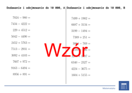 Dodawanie i odejmowanie do 10 000 | matematyka | 26 kolumn
