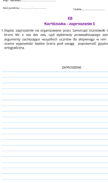 Zaproszenie 1 - egzamin ósmoklasisty, kartkówka, test