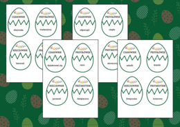 WIELKANOCNA GRAMATYKA – układanka – Wielkanoc – CZĘŚCI MOWY - czasownik - rzeczownik - przymiotnik - przysłówek – 13 str.