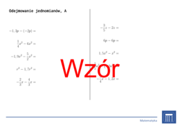 Odejmowanie jednomianów | matematyka, algebra | 26 kolumn