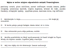 Mitologizmy - gry i ćwiczenia