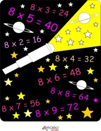 Kolorowanka matematyczna: mnożenie. Dzień tabliczki mnożenia, dzień matematyki.