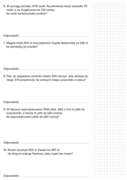 Zestaw powtórzeniowy - dział III działania pisemne. Klasa 4. GWO