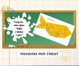"Bajka o rybaku i rybce" Puszkin Tangram złota rybka (kolor biały) wydruk eco