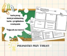 „Pajączek na rowerze” – świat przedstawiony – karta pracy + przykładowe rozwiązania