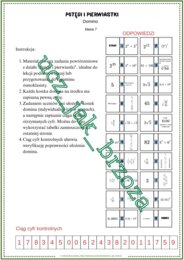 Potęgi i pierwiastki, powtórzenie wiadomości, domino, klasa 7