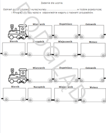 Przypadkowy pociąg- odmiana rzeczownika i przymiotnika przez przypadki.