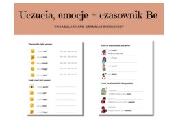 Karty pracy: uczucia i emocje, czasownik Be ( I am, I am not, Are you ...? Is she/he ...?, She/He is, She/ He isn't, Zaimek He, She