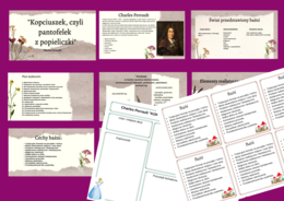 "KOPCIUSZEK, czyli pantofelek z popieliczki" - prezentacja + karta pracy + wklejka - BAŚŃ