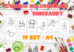 Słodkie kolorowanki - Dinozaury - pomysły na prace plastyczne