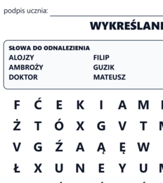 Akademia Pana Kleksa - dyktanda, wykreślanki, chmura wyrazowa