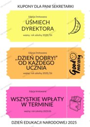 Zabawne kupony dla pracowników szkoły na DEN