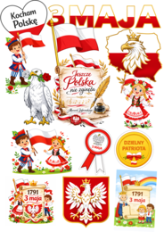 Święto Konstytucji 3 Maja – karty obrazkowe A4 + kotyliony i medale do druku
