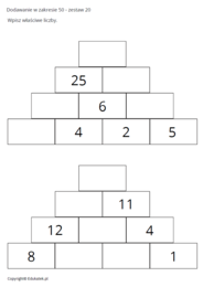 Matematyczne piramidy - doskonalenie dodawania w zakresie 100