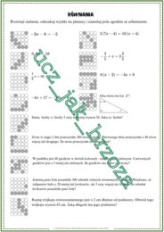 Równania, rozwiązywanie zadań tekstowych za pomocą równań, karta pracy, kodowanie, praca w grupach, klasa 7