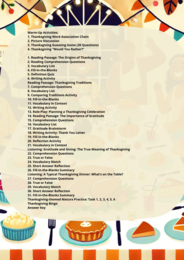 Thanksgiving day B1-B2. Gotowa Lekcja. Karty Pracy.