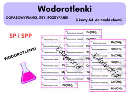 Chemiczna rozsypanka, dopasowywanka – WODOROTLENKI - 24 przykłady