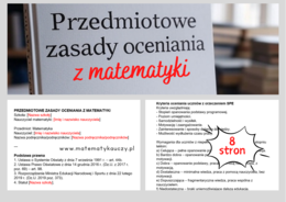 PRZEDMIOTOWE ZASADY OCENIANIA z matematyki - bardzo dobrze opracowane PZO na podstawie przepisów prawa / DOC do EDYCJI