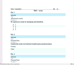 Test - woda i roztwory
