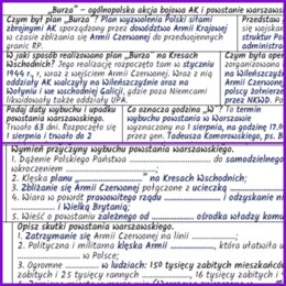 ,,Burza” – ogólnopolska akcja bojowa AK i powstanie warszawskie: notatki i karta pracy