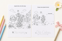 Kolorowanka „Jagoda zbiera róże dla mamy”