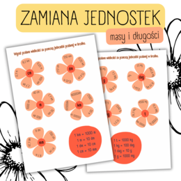 ZAMIANA JEDNOSTEK MASY I DŁUGOŚCI - wersja kwiatowa.