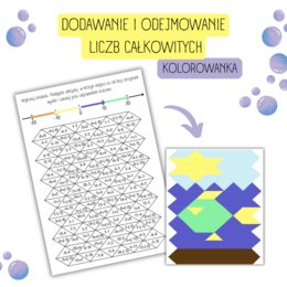 DZIAŁANIA NA LICZBACH CAŁKOWITYCH (dodawanie, odejmowanie) - kolorowanka