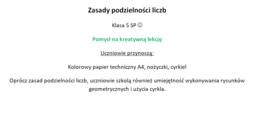 Kreatywna lekcja cechy podzielności liczb klasa 5 - projekt