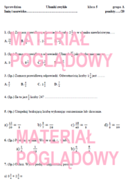 Sprawdzian (karta pracy) klasa 5 ułamki zwykłe