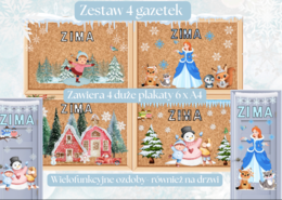 Mega Pakiet Gazetek ZIMA| 5 plakatów| Kolorowe grafiki przyciągające wzrok| Wiele możliwości aranżacji| Ideałny jako dekoracja klasy lub korytarza