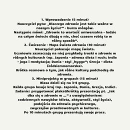 Scenariusze lekcji edukacja zdrowotna dla klasy 8 część 1 (lekcje 1-8) w oparciu o program nauczania proponowany przez MEN: HOLISTYCZNA EDUKACJA PROZDROWOTNA W SZKOLE PODSTAWOWEJ – CIAŁO, UMYSŁ, DUCH. Program nauczania edukacji zdrowotnej dla klas IV-VII