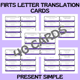 FIRST LETTER TRANSLATION CARDS / PRESENT SIMPLE
