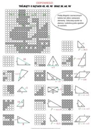 Trójkąty 45,45,90 oraz 30,60,90, karta pracy, kodowanie, edukacja domowa, klasa7 i 8