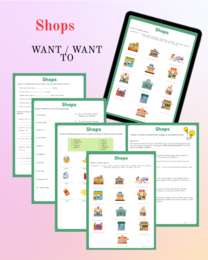 Shops / wyrażenia want / want to -> A1