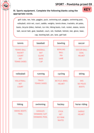 E8 - dział SPORT - powtórka przed egzaminem