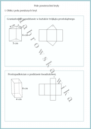 Pole powierzchni bryły - karta pracy