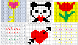 KODOWANIE - zakodowane na 3 sposoby Walentynki, dzień kobiet, dzień matki - 7 obrazków