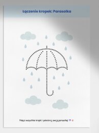 Karty pracy: kolorowanki związane z pogodą, labirynty, łączenie kropek.
