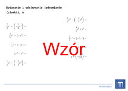 Dodawanie i odejmowanie jednomianów (ułamki) | matematyka, algebra | 26 kolumn