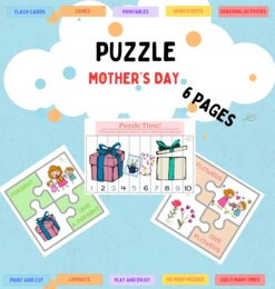 Jigsaw puzzle Mother's Day/ Puzzle na Dzień Matki. Układanki, liczby. Dobre dla SPE i przedszkola.