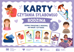 72 karty do nauki czytania metodą sylabową - Rodzina