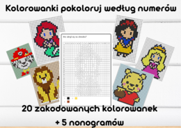 Zakodowane Postacie z Bajek - Kolorowanie według kodu/numerów - ukryte obrazki