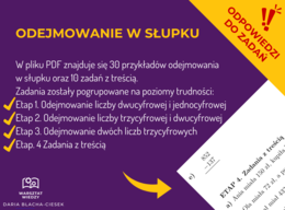 Odejmowanie w słupku - 4 etapy trudności (40 zadań) + odpowiedzi!